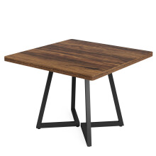 Tribesigns vierkante eettafel, 80x80x75 cm, industrieel design, bruin hout met metalen onderstel