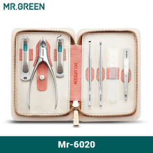 Mr.Green, lote de 7 herramientas de manicura y pedicura, acero inoxidable, estuche de viaje