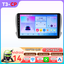 Autoradio Android 14, 10,1 pouces, Qualcomm Snapdragon 6115, 4 cœurs, 2 Go, 64 Go, pour Peugeot 208 2008 2014-2018