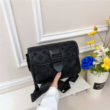 (Black 2) Retro printed messenger bag for men and women alike