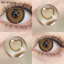 Lentes de contacto de color anuales, material HEMA, Ojos de corazón Marrón