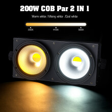 Fieryzeal LED COB Par licht, set van 4, 200W, dubbele kleur koud en warm wit, DMX podiumlicht voor DJ en feesten