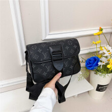 (Black 1) Retro printed messenger bag for men and women alike