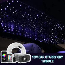 Kit Plafonnier Ciel Étoilé Voiture Fibre Optique 16W RGBW, Prise de voiture et prise EU, Mixte 295 pièces 2M