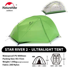 Naturehike Tente Star River 2 UL, 2 personnes, ultralégère et étanche, double couche, 3 saisons, Vert