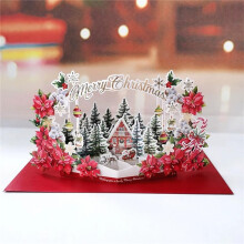3D Pop Up Christmas Greeting Cards with Envelopes Flower Basket Design