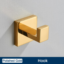 Badkameraccessoires set, wandhanddoekhouder met papierenhouder en haak, roestvrij staal, goudkleurig