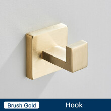 Badkameraccessoires, wandhanddoekhouder, toiletrolhouder en haak, roestvrij staal, geborsteld goud