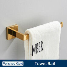 Handdoekrek, goud, wandrek van roestvrij staal voor de badkamer
