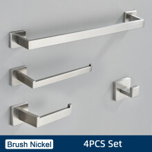 Set van 4 badkameraccessoires, wandhouders van roestvrij staal in geborsteld goud