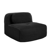 Canapé moderne modulable, 1 pièce sans accoudoirs avec coussin, tissu Corduroy Premium, Noir
