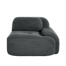 Canapé moderne sans accoudoirs en tissu Corduroy Premium, modulable avec coussin, Gris