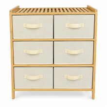 6 Chest of Drawers Fabric Bamboo Top Storage Unit