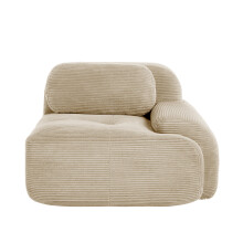 Canapé d'angle modulaire sans accoudoirs, tissu Corduroy Premium, Beige