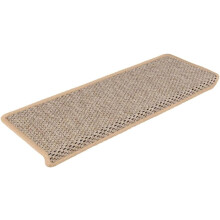 vidaXL conjunto de 15 alfombrillas para escadas, tecido com aspeto de sisal, bege claro, 65x21x4 cm, autoadesivas