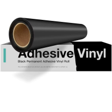 HTVRONT Rouleau de Vinyle Adhésif Permanent, 30,48x91,44cm, Noir Mat, pour Découpeuse et Bricolage