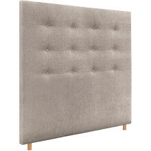 DHOME Cabeceira Capitoné até ao Chão, 8cm, Tecido e Polipiel Bege, 135x120cm para Quarto