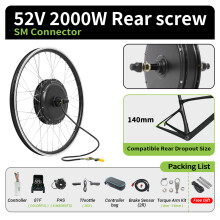 ESOULBIKE Kit de conversion vélo électrique 52V 2000W, moteur moyeu arrière pour roue 28 pouces 29 pouces 700c