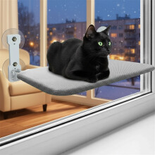 Lit Suspendu Pliable pour Chat, Balançoire de Fenêtre en Acier avec Ventouses, Nid pour Animaux de Compagnie