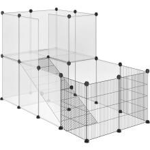 PawHut Jaula para Animales Pequenos, 27 Painéis, 140x70x90 cm, Transparente, para Coelhos e Chinchillas