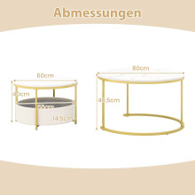 2-delige ronde salontafelset met opbergmand