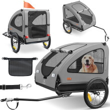 KESSER Remolque para Cães 2 em 1, Carrinho para Cães, Dobrável, Tecido Oxford 600D, Cinzento e Preto, Capacidade 250 l