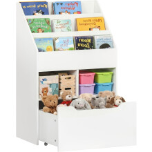 HOMCOM estante infantil de madeira, 3 compartimentos, 60x29,9x90 cm, branco