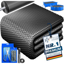 KESSER Lona Solar para Piscina Redonda 244 cm, Lona Térmica Preta 600 x 400 cm, Plástico Resistente a UV