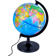Raylu Paper Globo Terráqueo, 20cm, Azul, com Luz e Cabo USB, Giratório com Cartografia para Aprendizagem e Decoração