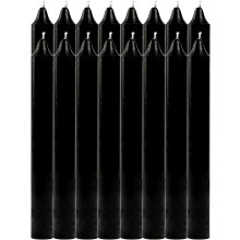 Conjunto de 16 velas cilíndricas de parafina pura e pavio de algodão, 17,5 cm, preto, para decoração e rituais