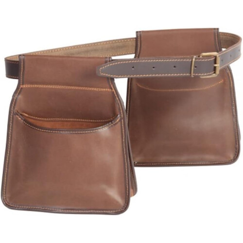 Conjunto de 2 bolsas de caça ojeo, longas com cinto, couro de camurça engordurado