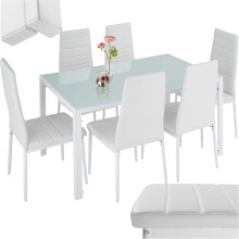 tectake Conjunto de Sala de Jantar, Mesa de 130 x 70 x 75 cm, conjunto de 6 cadeiras estofadas