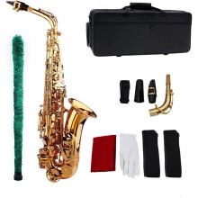 Btuty, Saxofone Alto em Latão, Mi bemol e E, com Boquilha de Plástico, Guantes e Acessórios