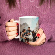 Wanapix, caneca de cerâmica personalizada com foto e texto, 325 ml, branco