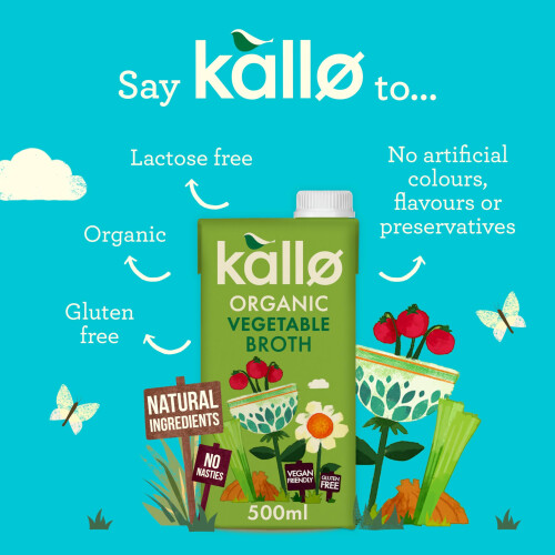 Kallo Organic Vegetable Broth, Plant Based 4 x 500ml 1