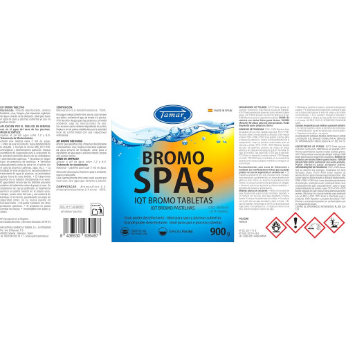 Tamar Bromo Spas, 900g, kit de análise de cloro livre e pH 1