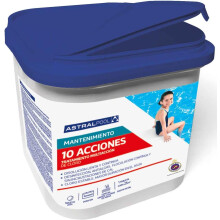 ASTRALPOOL Cloro 10 Acciones, Tratamento Multiacção de Dissolução Lenta e Contínua, 5kg, para Piscinas e Spas