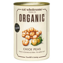 Eat Wholesome Organic Chick Peas, 400g (Pack of 12) - In Water, Pre-Cooked, No Added Salt, 100% Natural, Source of Protein, Vegan, Non-BPA Lining