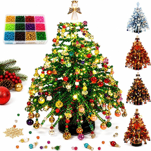 DIY Perlen Weihnachtsbaum Set mit LED, Weihnachtsbaum aus Perlen