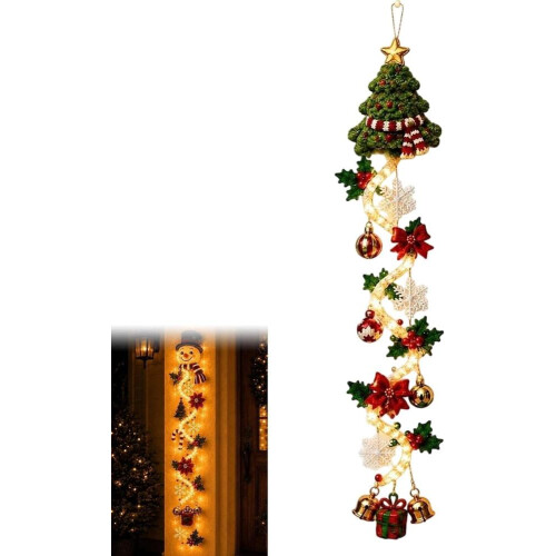 Verlichte kerstdeurhanger, verlichte verticale kerstdecoratie