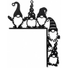 gnomos de Natal para moldura de porta, metal, pretos, decoração natalina para interiores