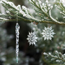 Enfeites de Natal Naler, Flocos de Neve e Pingentes de Gelo, 50 Peças, Decoração de Natal