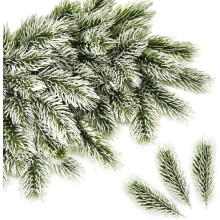 ROLLWAY Műfenyő Ágak Barkácsoláshoz, 50 Darab, Fenyőzöld, 10cm, Fehér