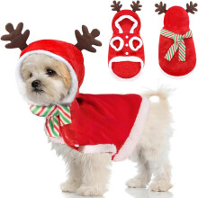Fantasia de Natal para 2 Cães e Gatos, Fantasia de Rena para Animais de Estimação