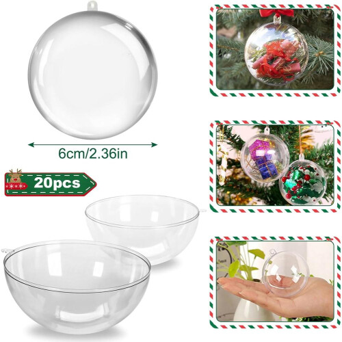 20 bolas de Natal, bolas de plástico transparente para enchimento (M-5CM) 2