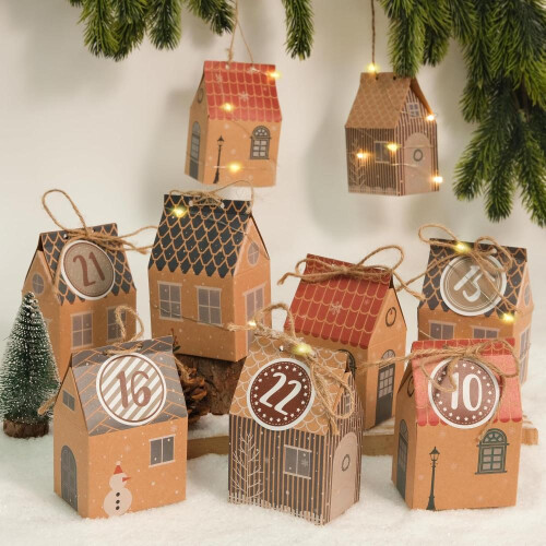 Adventskalender att fylla - 24 små presentaskar med