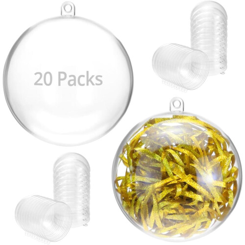 20 bolas de plástico transparente, Ø 8 cm, enfeites de Natal, bolas de plástico