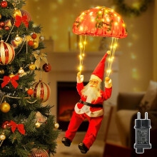 Luzes de Natal Ollny com Paraquedas do Papai Noel, 88 LEDs, 8 Modos, Temporizador, Branco Quente