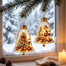 Karácsonyi dekoráció LED karácsonyi gömbdíszek Megvilágított mini karácsonyi jelenet (AB)