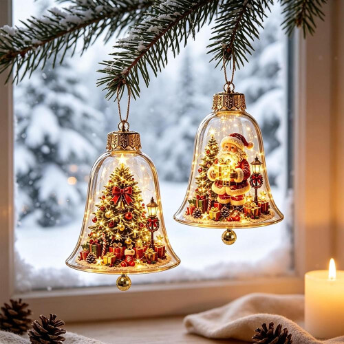 Juledekorasjon LED-julekuler Opplyst mini julescene (AB)